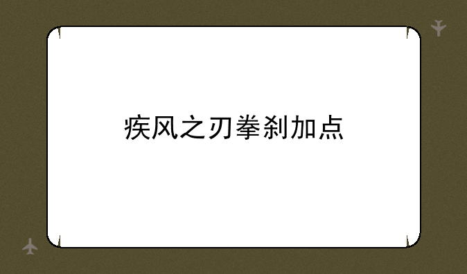 疾风之刃拳刹加点