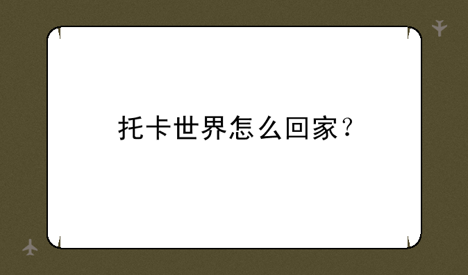 托卡世界怎么回家？