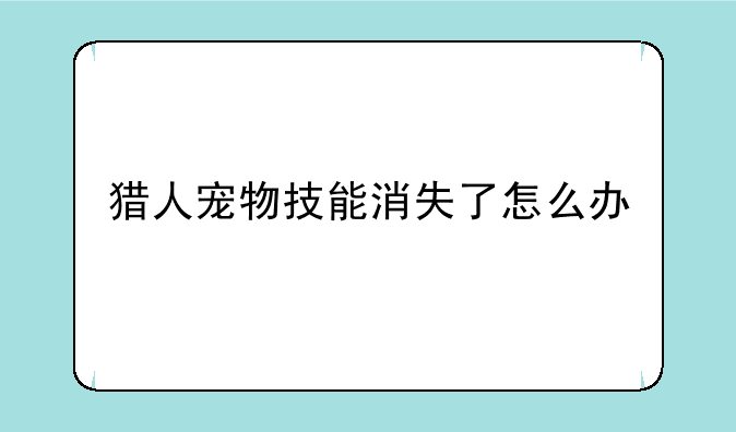 猎人宠物技能消失了怎么办