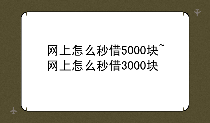 网上怎么秒借5000块~网上怎么秒借3000块